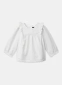 Blouse blanche à broderie anglaise et volants aux épaules Bébé Fille