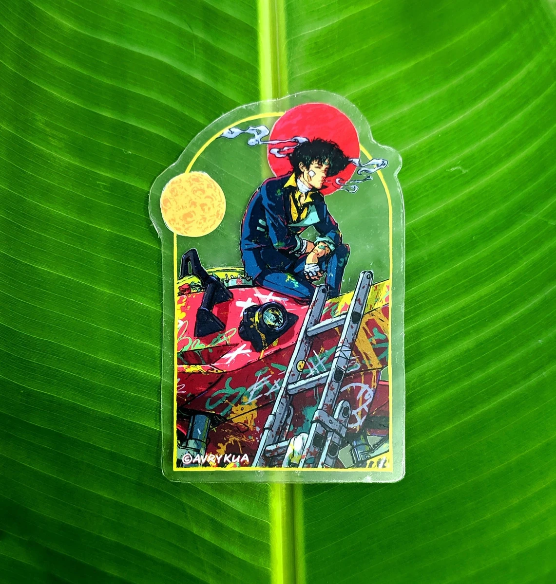 Sticker Spike's Long Day - Sticker vinyle transparent imperméable résistant aux UV - bebop, espadon, Spiegel, sticker, ordinateur portable, bouteille d'eau