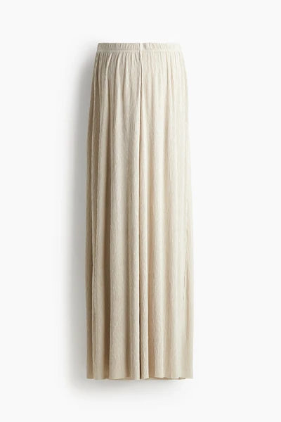 MAMA Pantalon en jersey froissé - Beige clair - FEMME | H&M FR
