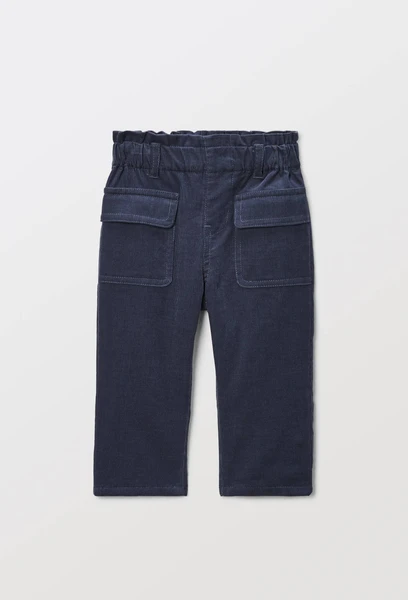 Pantalon taille élastique uni en velours en coton BIO GOTS