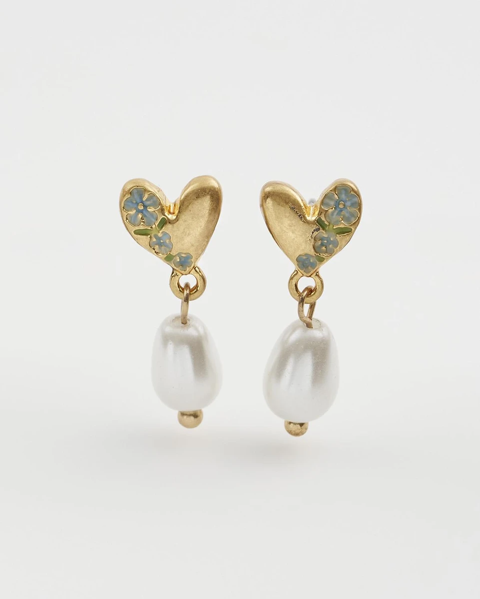 Boucles d'oreilles coeur et perle