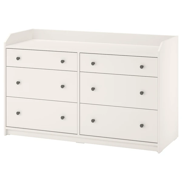HAUGA Commode 6 tiroirs - blanc 138x84 cm