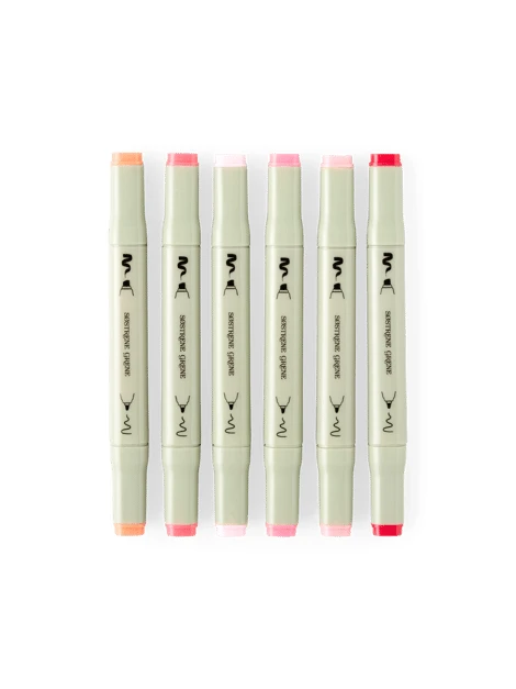 Marqueurs d’artiste | Doubles pointes. Lot de 6. | Multi