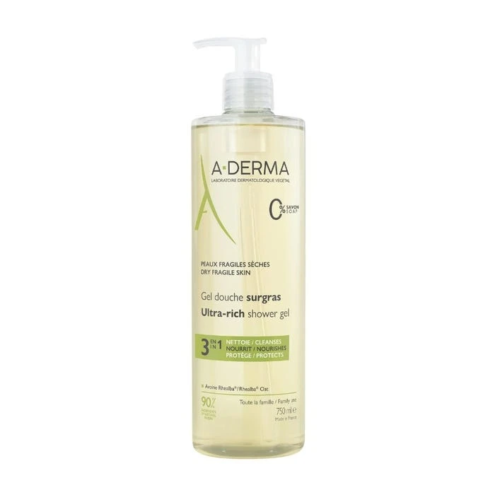 LES INDISPENSABLES - Gel Douche Surgras 3 en 1 - Visage et Corps - Peaux Fragiles Sèches, 750ml