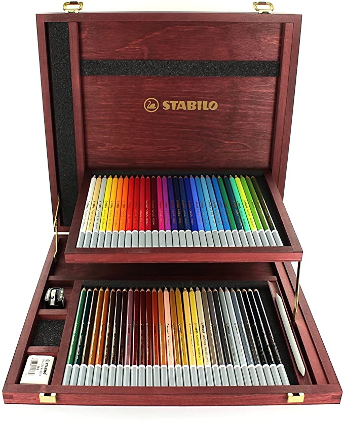 Crayon fusains pastel STABILO CarbOthello Coffret bois 60 crayons