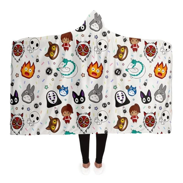 Ghibli Main Characters Hooded Blanket -Ghibli Merch Store