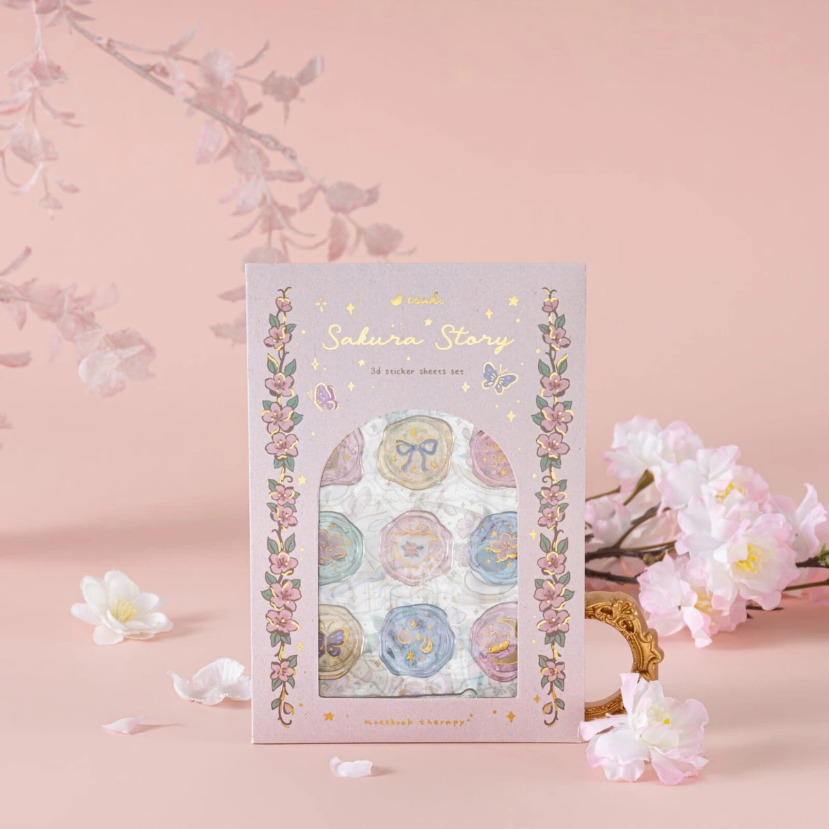 Tsuki ‘Sakura Story’ 3D Sticker Set ☾ – NotebookTherapy