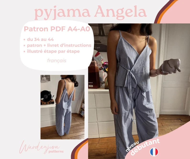 Angela pajamas set - French A4 pattern