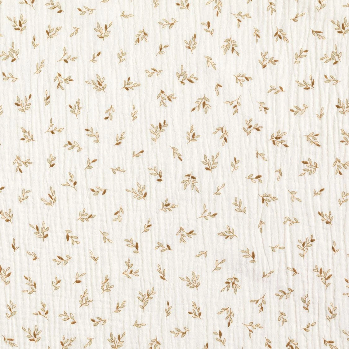 Tissu double gaze de coton Petites branches | by Poppy – ivoire/brun faon - Idéal pour Décoration pour enfants