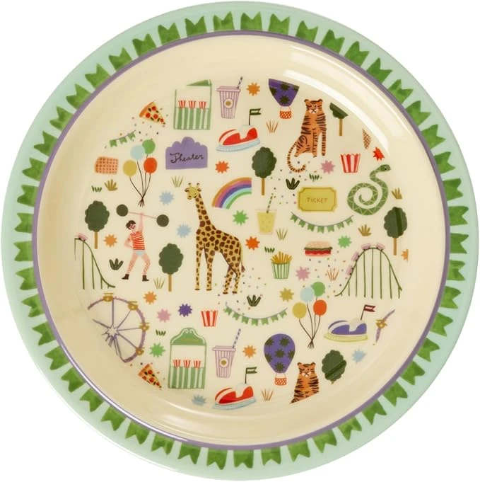 Rice - Assiette ronde en mélamine - Motif amusant et équitable - Pour enfant - Incassable - Diamètre : 22 cm