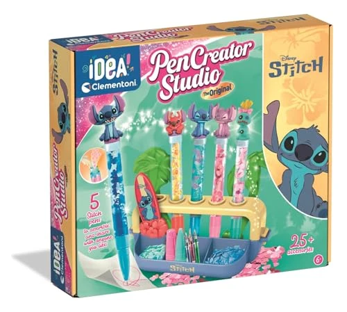 Clementoni | Stylos Stitch à Personnaliser pour Enfants 6+ | Activité Créative DIY | Plus de 25 Accessoires Inclus | Personnages Disney | Coffret Loisirs Créatifs | Idée Cadeau |PenCreator Studio
