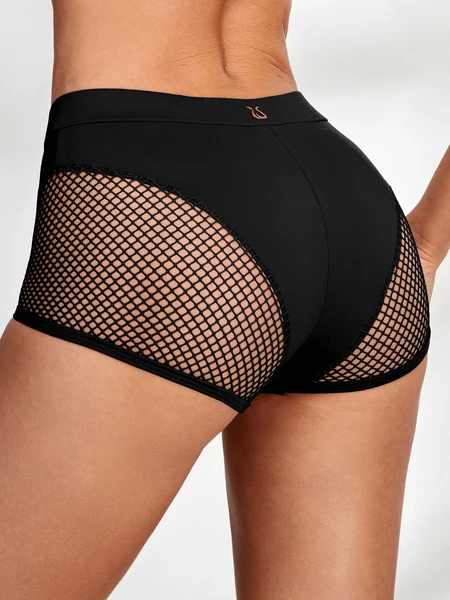Short taille haute ajusté couleur unie rétro pour yoga, fitness, danse. Short sexy fessier lifting pour pole dance. Short de fitness décontracté à mailles ajourées. Pantalon de yoga respirant en maille pour l'été pour femmes | Mode en ligne | SHEIN FRANCE