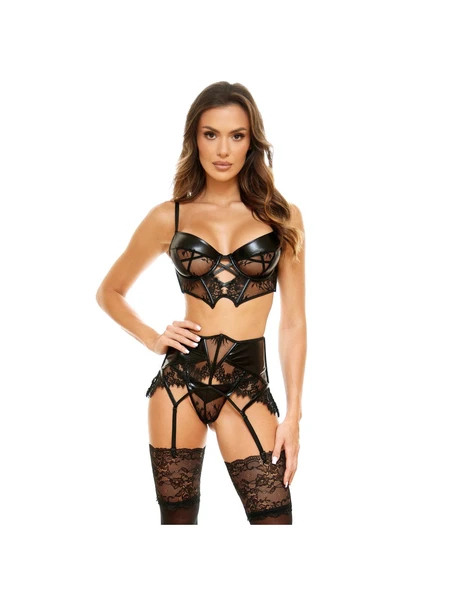 Ensemble 3 pièces Leona wetlook noir