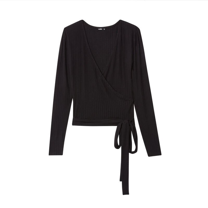 top cache coeur en maille avec nœud - noir