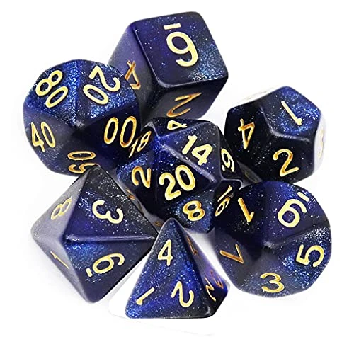 Yourandoll 7 pièces dés polyédriques D20 D12 D10 D8 D6 D4 16mm Jeu de dés en Acrylique pour Donjons et Dragons DND Dice RPG MTG Table Jeux Double Couleur (Bleu Noir)