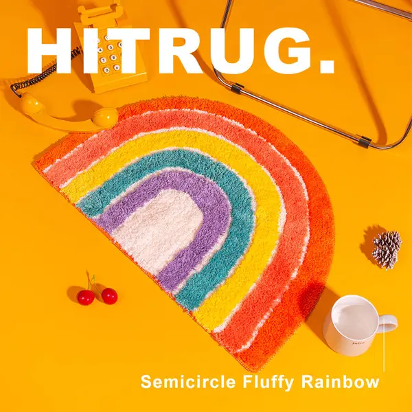 Luxury Semicircle Fluffy Rainbow Area Rug