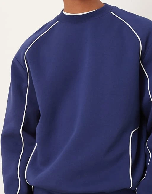 ASOS DESIGN - Sweat décontracté à liserés - Bleu