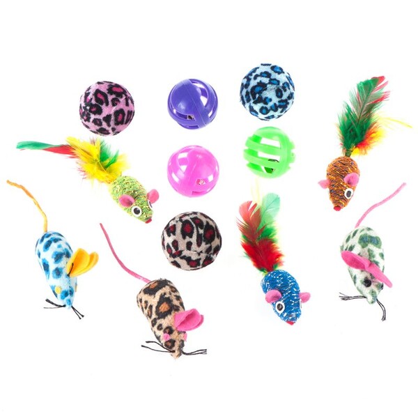 Lot de jouets avec balles et souris pour chat
