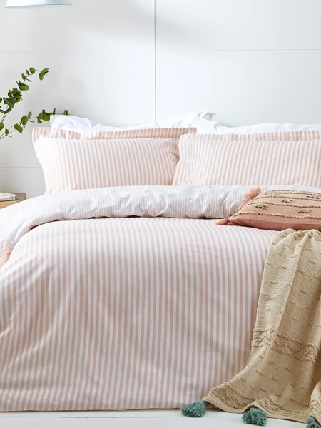 Yard Hebden Striped Cotton Duvet Cover and Pillowcase Set