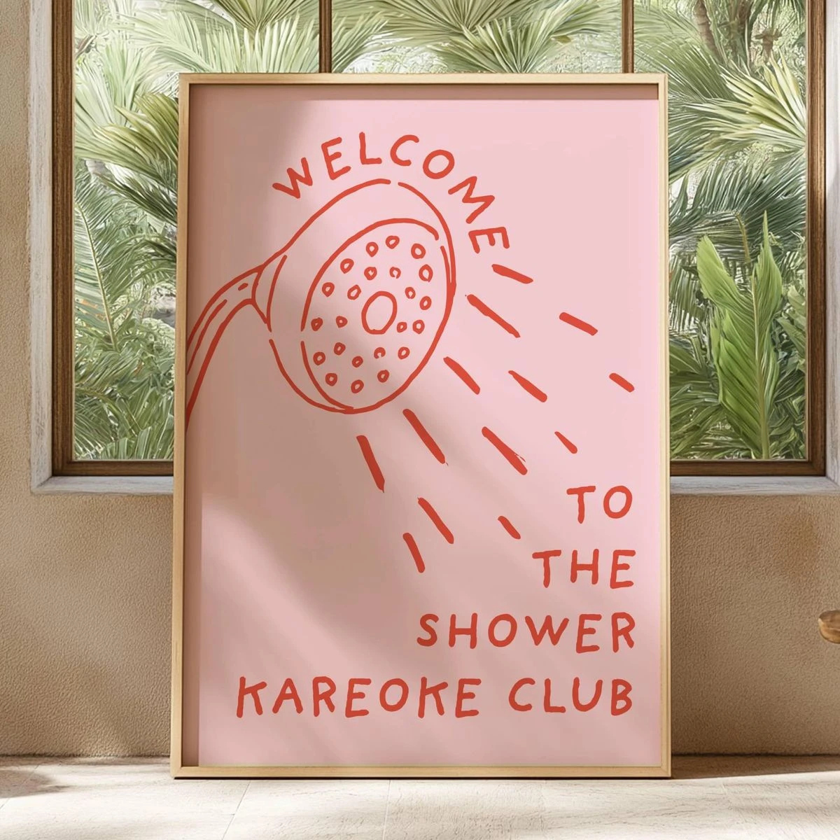 Witziger Badezimmer Karaoke Print: Rosa Minimalistisches Dekor (Digitaler Download)