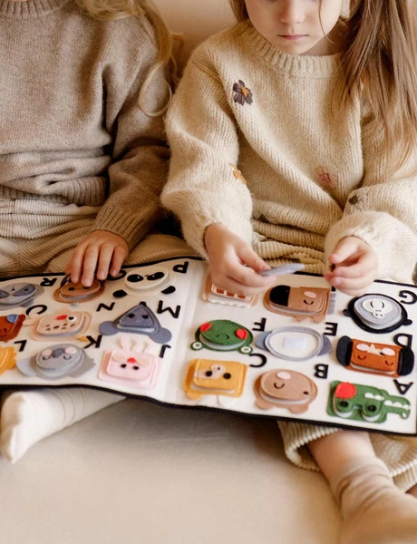 Livre abc feutre calme pour tout-petits, activité douce, planche occupée 1-2-3 ans, alphabet anglais, français, allemand jouet éducatif animaux, jardin d'enfants