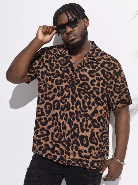 EASEVO Chemise À Imprimé Léopard Pour Hommes, Grande Taille, Manches Courtes, Boutonnée, Graphique Coloré, Chemise Décontractée Pour Sortie
