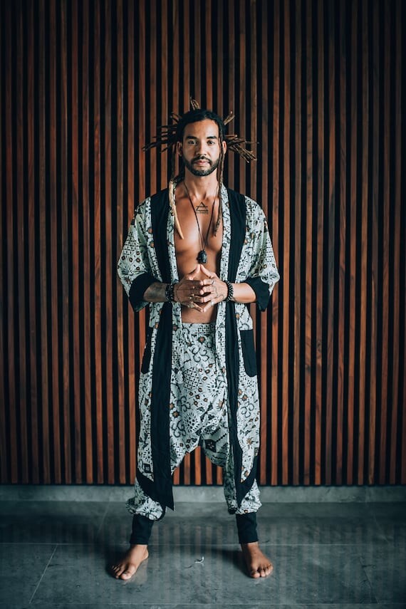 Bohemian Kimono Robe / Light Weight Kimono Cardigan / Tulum Outfit / Gypsy aesthetic / Boho Men / Beach Outfit / Festival Outfit / Summer