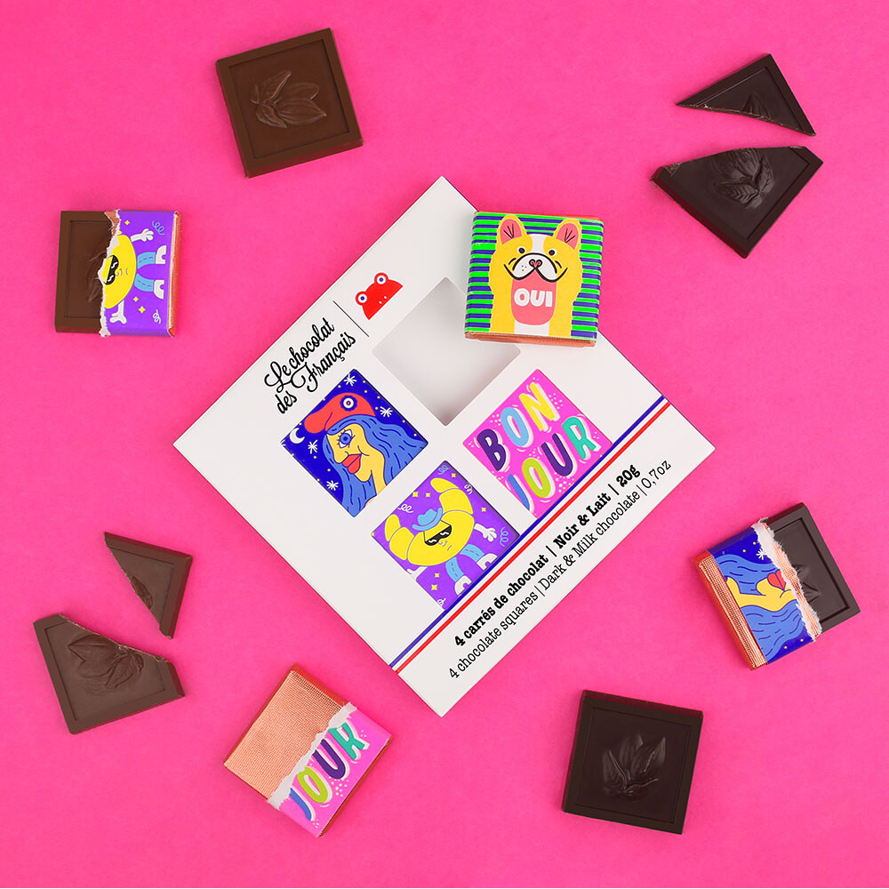 Coffret de 4 carrés de chocolat - BIO - Le chocolat des Français