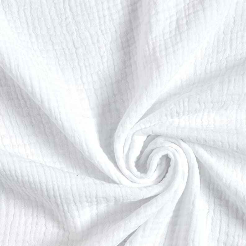 GOTS Tissu triple gaze de coton – blanc - Idéal pour Décoration pour enfants