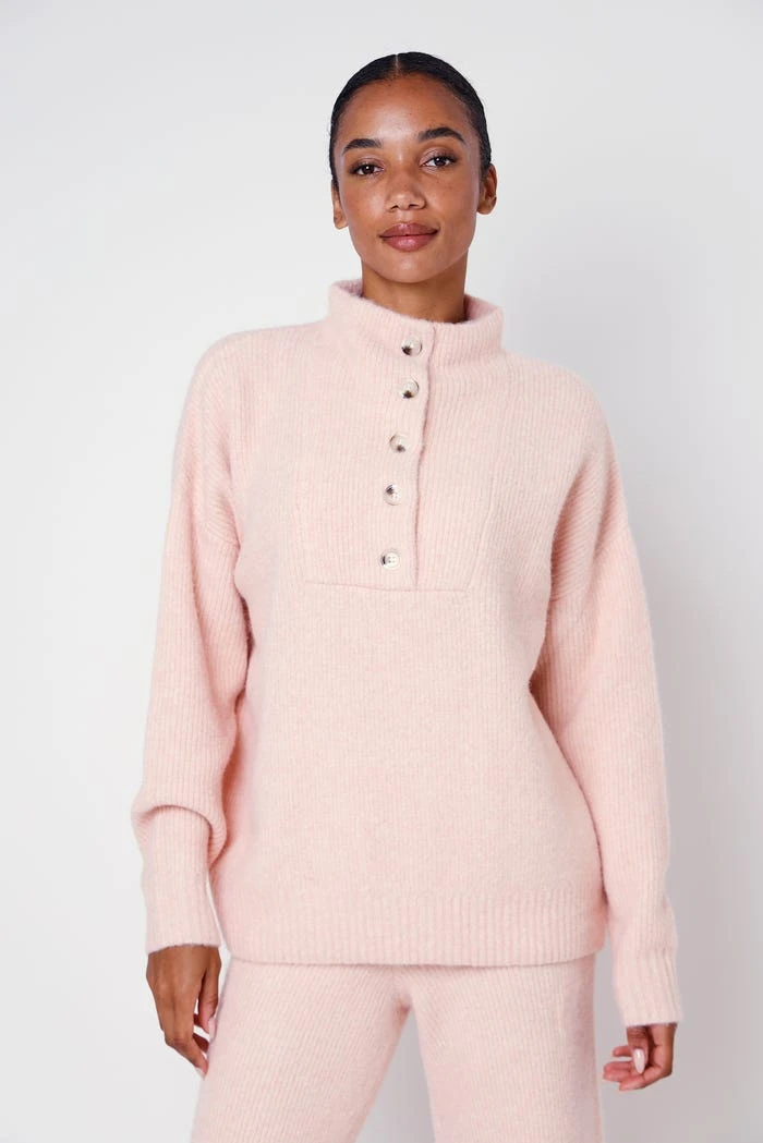 Pull loungewear en mélange de laine à structure côtelée