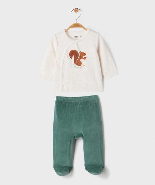 Pyjama 2 pièces en velours avec motif écureuil bébé[MISSING]