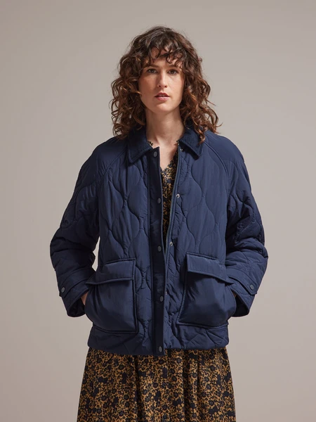 Veste matelassée col velours femme