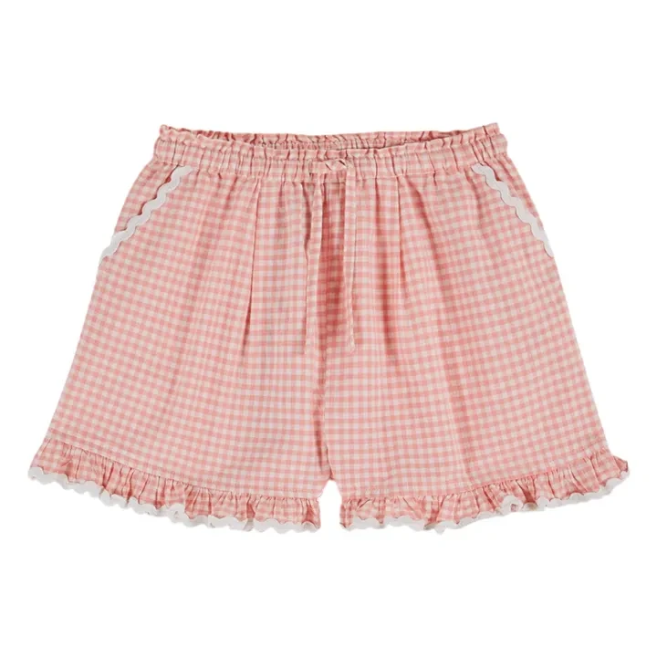 Short Volants Vichy Coton Bio | Rose