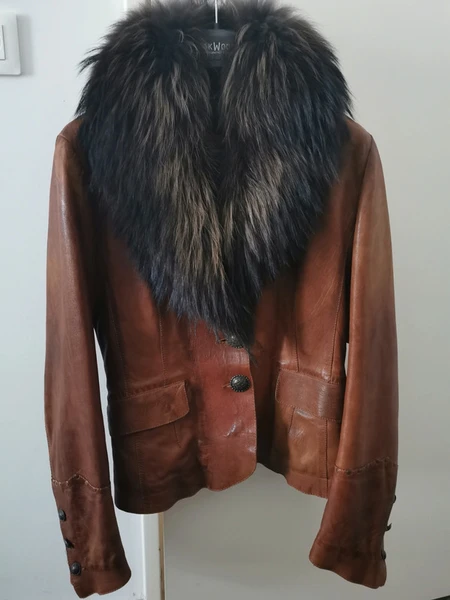 Veste cuir Oakwood col fourrure