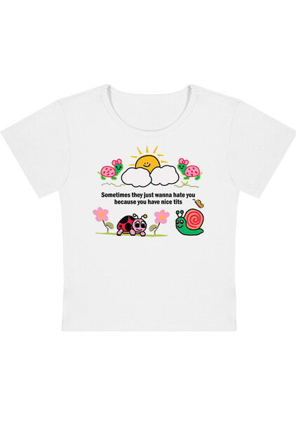 They Just Hate You For Tits Y2K Baby Tee