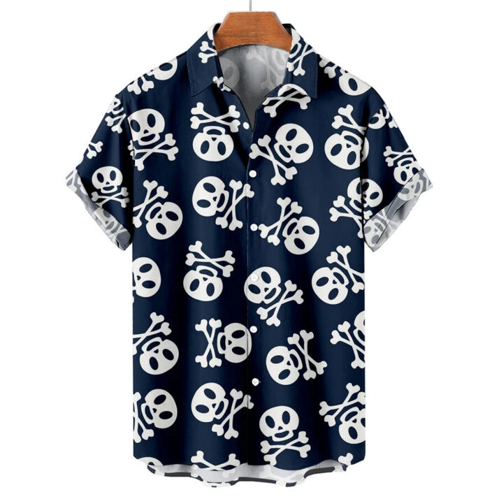 Smiley Skull Print Hawaiian Shirt – Funny Mens Cool Beach Top | Tropi Hawaiian Shirts Store