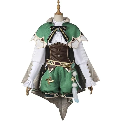 DJFOG Genshin Impact Venti Cosplay Costume Venti Cosplay Tenues Genshin Impact Cosplay Adulte Cosplay Costume pour Halloween,Vert,L