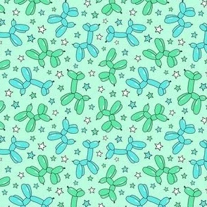 Small Scale Balloon Animal Dogs in Mint Fabric | Spoonflower