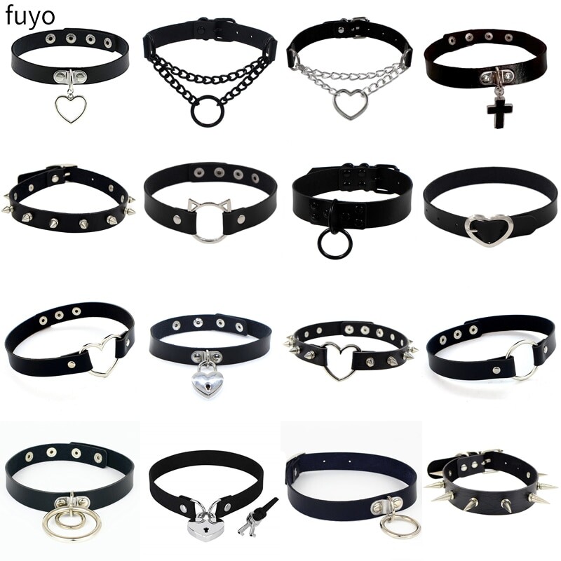 Collier ras du cou en cuir Pu pour femmes, Punk noir, Rivets gothiques, pendentif, Club de fête, Sexy, bijoux gothiques