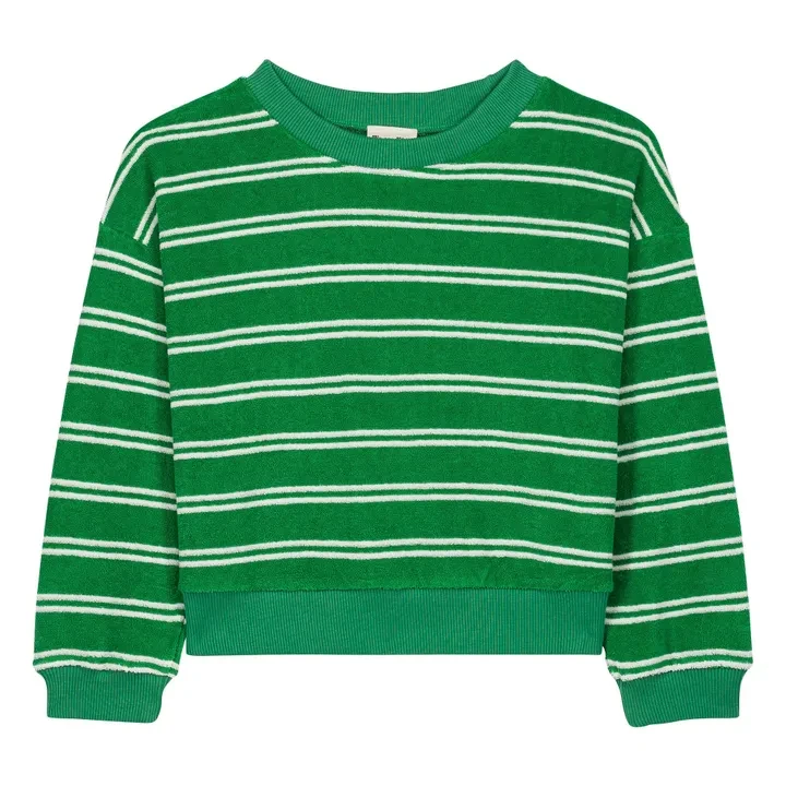 Sweat Nat Rayé Eponge Coton Bio | Vert