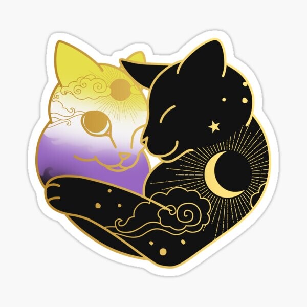 Coeur de chat céleste non binaire | Sticker