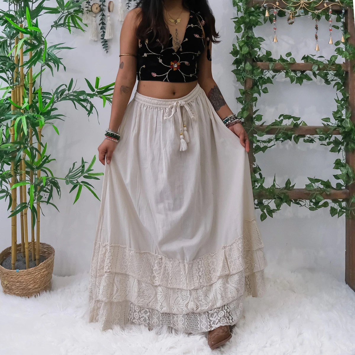 Prairie Goddess Lace Maxi Skirt