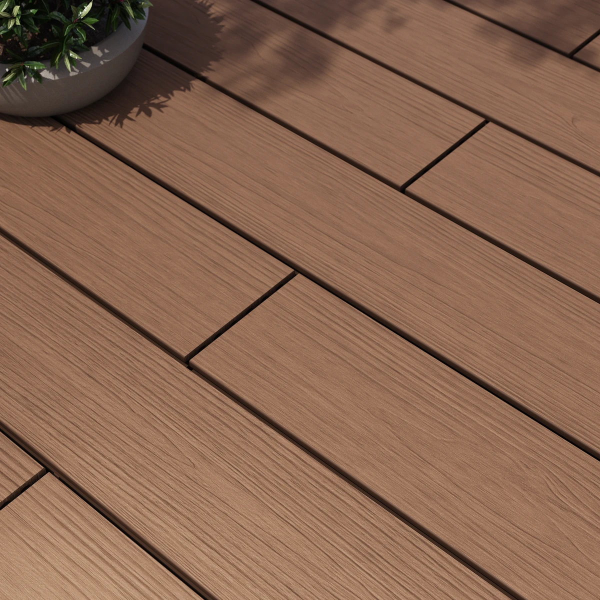 Lame terrasse composite HIMYA NATERIAL teck, L.240 x l.14.2 cm x Ep.22 mm