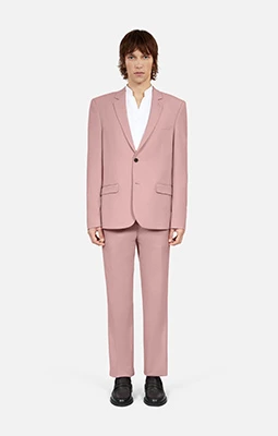 Veste tailleur rose en laine mélangée