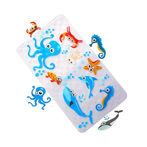 Tapis De Bain Anti-Dérapant Good Nite - Ventouses, Matériau TPE, Lavable Machine, Bleu, 70x38cm