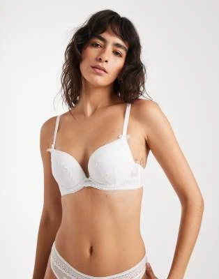 New Look - Soutien-gorge push-up avec pâquerettes brodées - Blanc