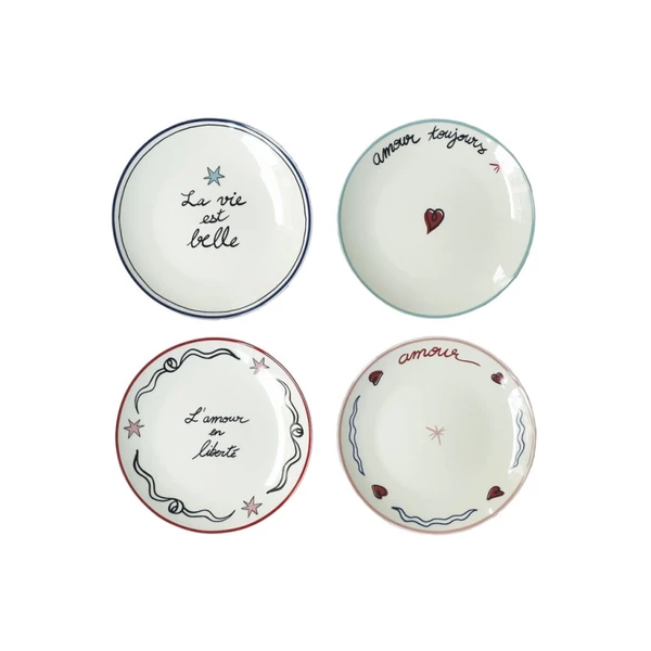 Assiettes à dessert en porcelaine - Amour