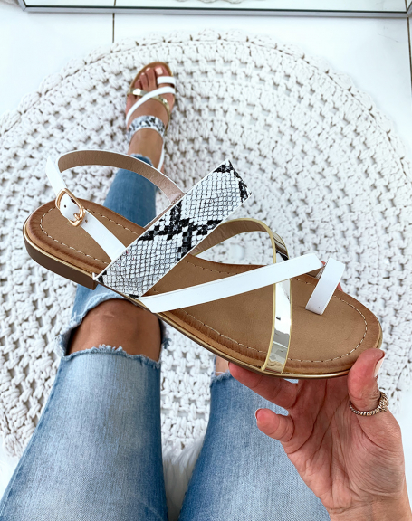 Nu-pieds strassées et à flot - blanc