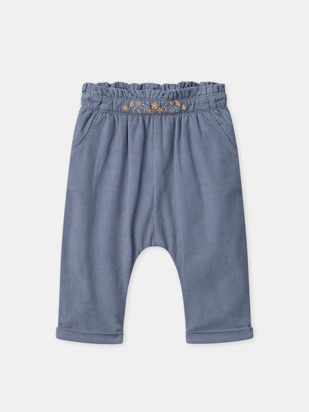 Pantalon bleu en velours Bébé Fille