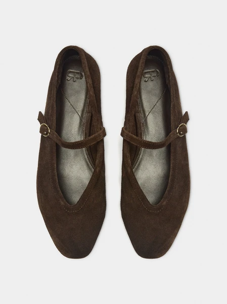 Ballerines en cuir avec bride et boucle Marron | Parfois France
